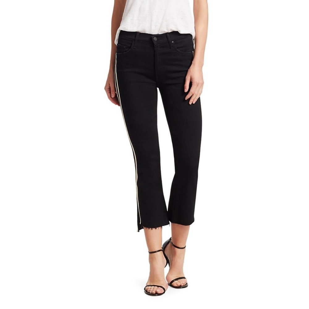 Mother Insider Striped Crop Step Fray Jeans Size 28